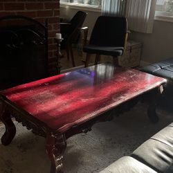 Red Wood Victorian Table