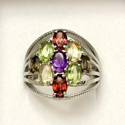 Brand New Beautiful Multi Gemstone Ring - Size 7