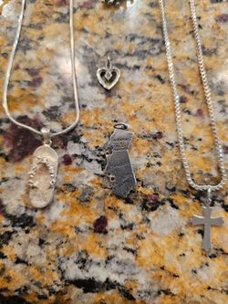 STERLING SILVER NECKLACE AND PENDANT/ CHARMS - Great Gifts !!