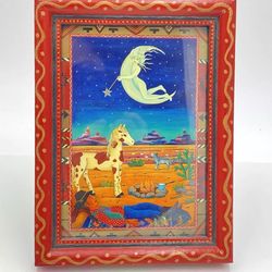 1990 Diana Bryer "Sheepherder's Dream" Fairy Moon Man Whimsical Artwork 7x5"