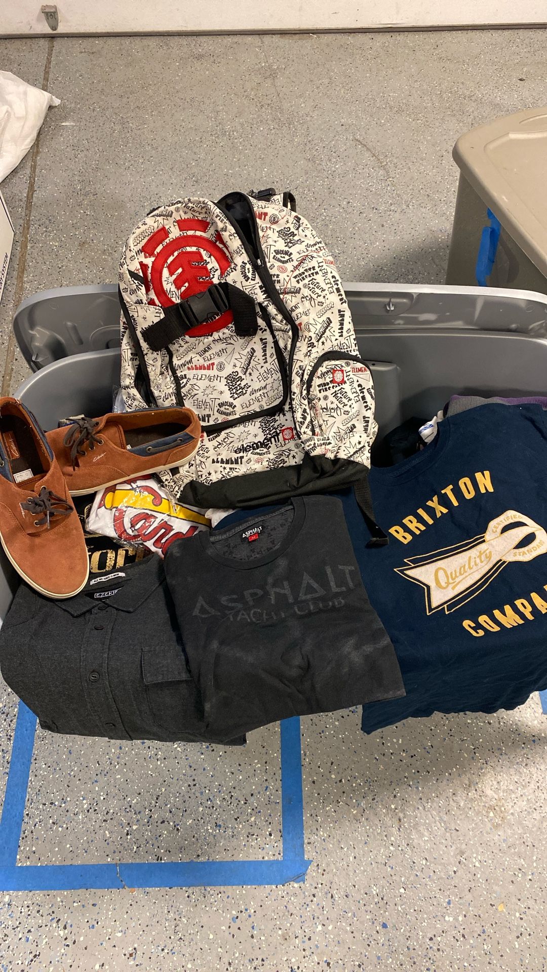 Clothes, Backpacks, and Shoes