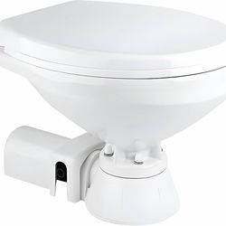 12V Electric Flush Marine Toilet – Large Size Marine Head – Corrosion Resistant Construction – Built-In Backflow Preventer – Stainless Steel Shaft – P