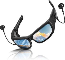 Camera Glasses with Bluetooth,Smart Sunglasses Camera 1080P,Sport Action Video Cameras,Video Glasses for Men with Earphone,Wearable Cam with Polarized
