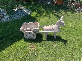Vintage Concrete Donkey & Cart