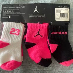 Infant Toddler, Six Pair Jordan Socks, Size 12 To 24 Months