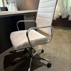 Home Office Chair Ribbed Leather High Back