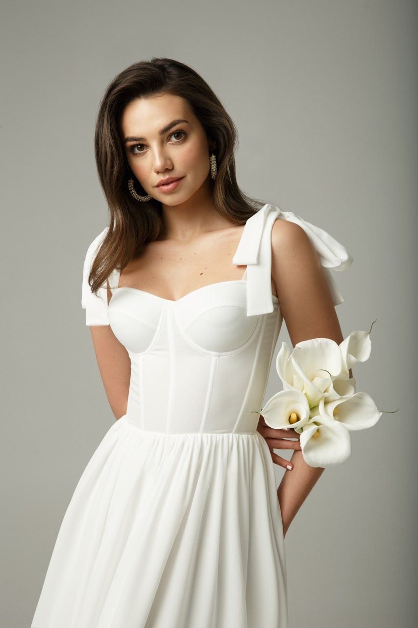 ROMILLY Midi Wedding Dress, Modern Wedding Dress, Wedding Gown, Chic Dress