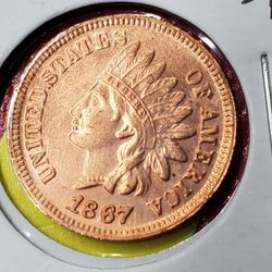 1867 RED 1C Antique Restrike Coin