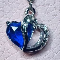 Gorgeous Double Hearts 925 Sterling Silver Beautiful  Majestic Necklace 