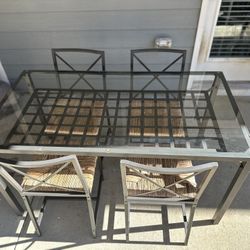 Stylish Modern Glass Dining Table Set with 4 Cross-Back Chairs 