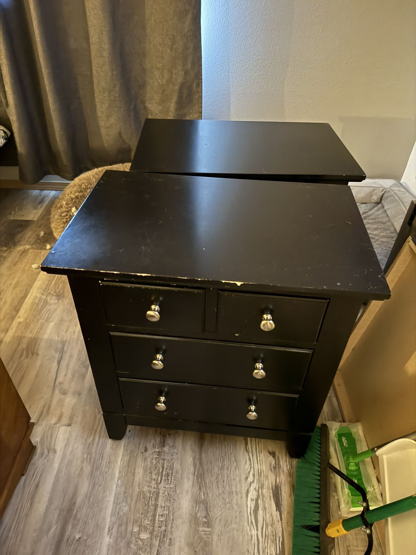 King black Bed Frame With Nightstands