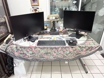 Glass Top Office Table ( Student Decks Only Table Monitors Not Included )