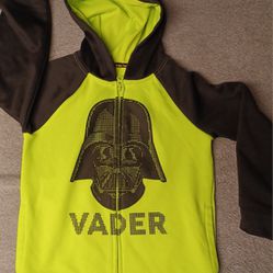 Youth Size 6 Darth Vader Neon Black Hoodie Full Zip Luke Han Chewbacca 