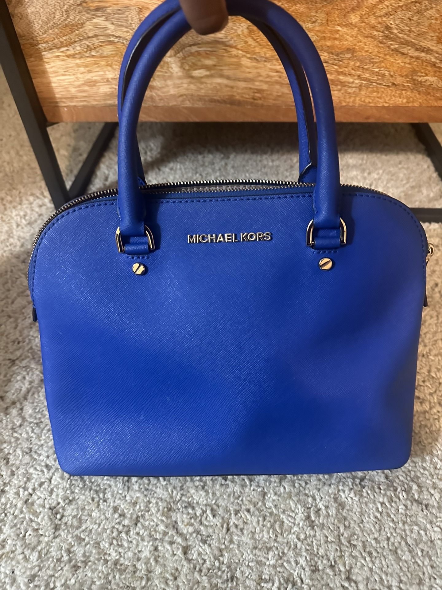 Michael Kors leather satchel Michael Kors Cindy medium dome Bag Purse. Royal Blue. 