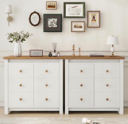 Set of 2, 6 drawer dresser nightstand