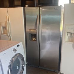 Stainless Steel Side-By-Side Fridge By Worpool Very Good Condition