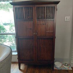 Dark Solid Wood Cabinet With 3 Shelves