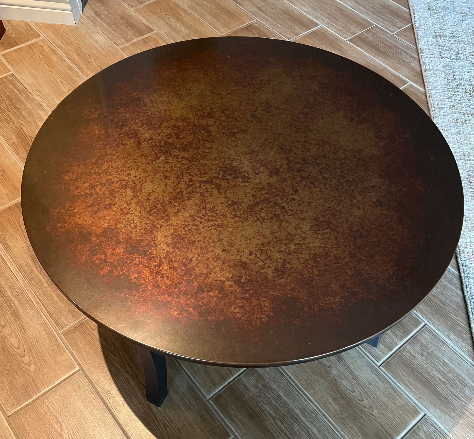 36” Round Patina Top Coffee Table
