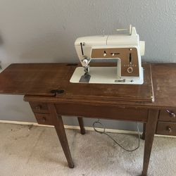 Singer Mid-Century Sewing Machine And Cabinet