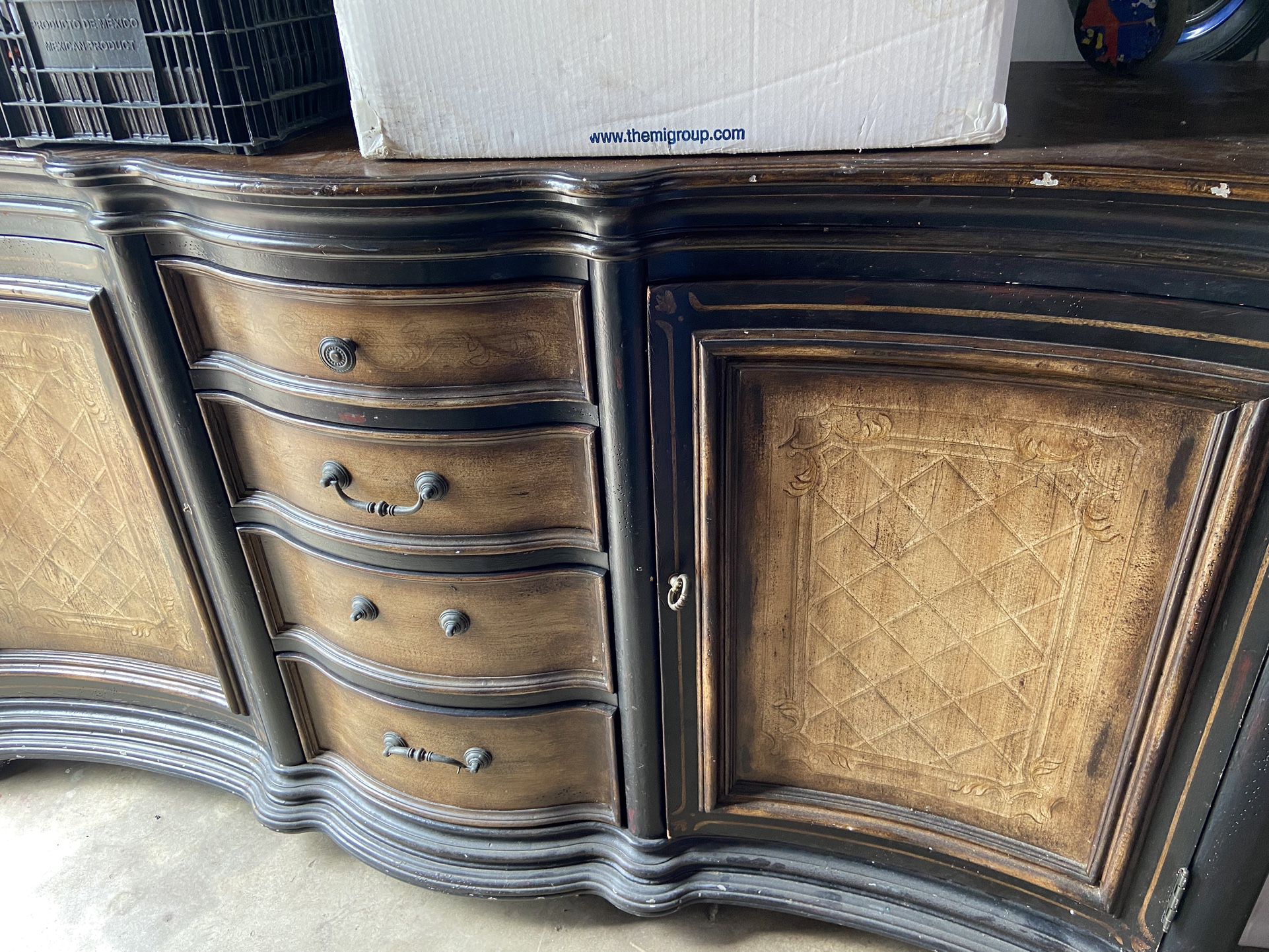 Vintage Antique Large Dresser Or Buffet Cabinet 