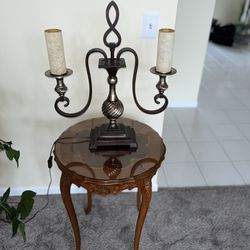 Beautiful Antique Candle Holder lamp & French style Side Table