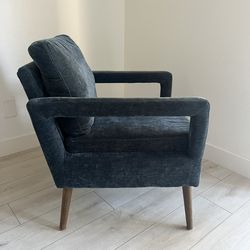 Turquoise Blue Velvet Accent Chair - Good Condition