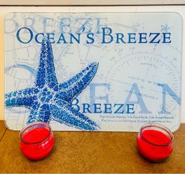 Nautical Glass Ocean's Breeze Coastal Starfish Cutting Board