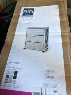 3 Drawer Storage Tower Gray