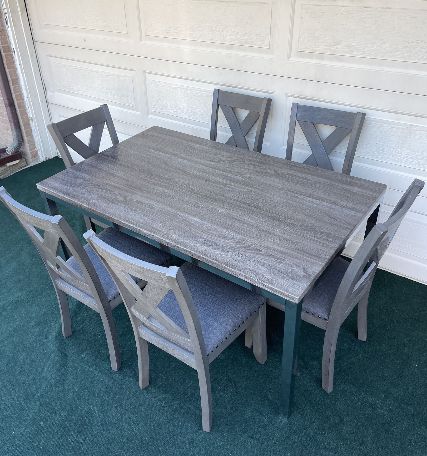 7-PC DINING SET (LIGHTWEIGHT TABLE WITH 6 PADDED CHAIRS)