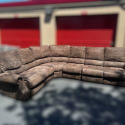 Free Delivery- Brown 4pc reclining sectional couch sofa