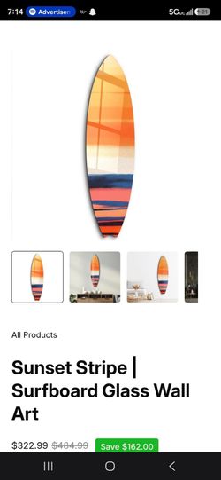 Sunset striped glass wall art. Brand new