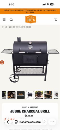 Judge Charcoal Smoker and Grill with 540 sq. in. Cooking Area in Black