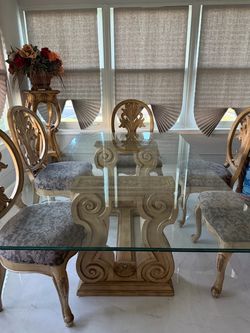 Schnadig Glass Top Dining Table