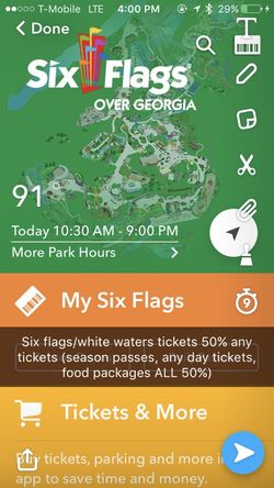 Six flags/white waters tickets 50% any tickets (season passes, any day tickets, food packages ALL 50%)