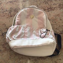 Pink and white striped Betsey Johnson backpack