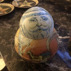 Vintage Roly Poly Santa Claus Tin 