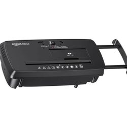 Amazon Basics 8-Sheet Strip Cut Paper, CD, And Credit Card Shredder With Auto-Off Compact, Portable