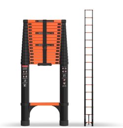 Telescoping Ladder, 20.3 FT, 330 lbs Capacity; Orange