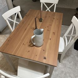 IKEA Farmhouse Style Dining Table With 4 Chairs