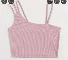 Shein Pink Asymmetrical Crop Top - Size M