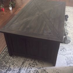 Dark Brown Wood Coffee Table 