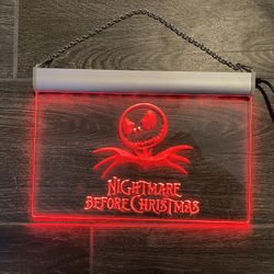 Nightmare Before Christmas Light Up Etched Glass Sign
