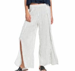 Roxy White and Black Striped Wide Leg PantsXL