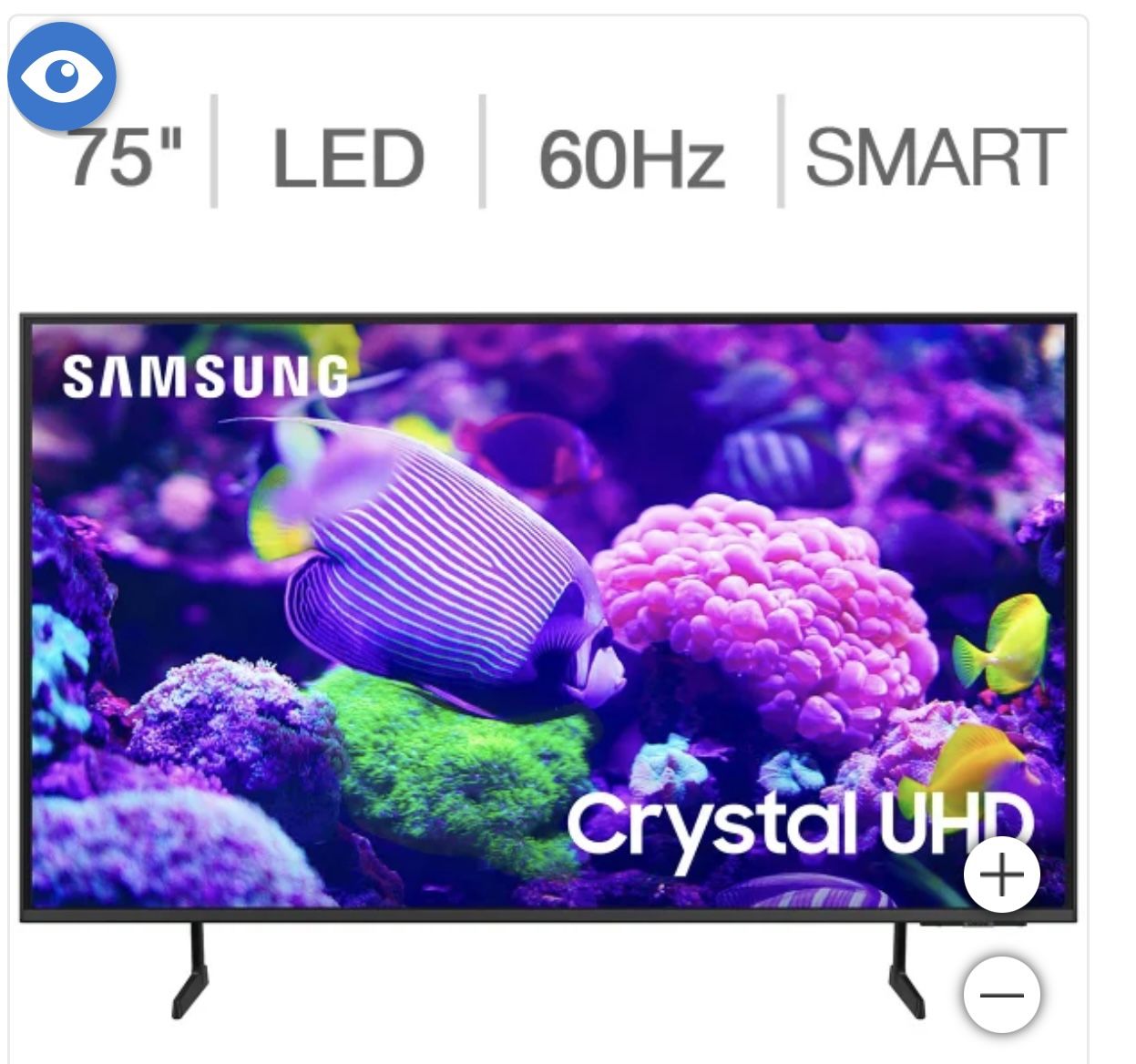 5 Month Old TV, Moving Out Sell, Samsung 75" Class - DU7200D Series - 4K UHD LED LCD TV