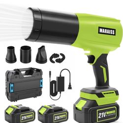 Cordless Leaf Blower Low Decibel Turbo Jet Blower with Pro Earplugs for Patio Cleaning,Car Blowing Water, Blowing Leaves and Dust (Green It comes with