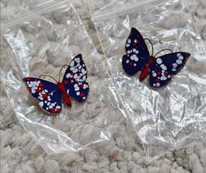 Pair of Enamel Butterfly Brooches NEW IN BOX (will ship)