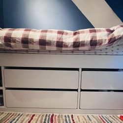 Twin Bed With Drawers With Mattress (8”)