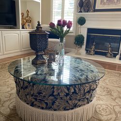Glass Coffee Table Ottoman