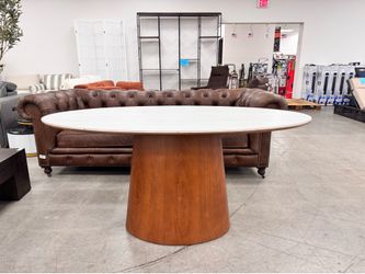 Household oval shaped rock slab dining table