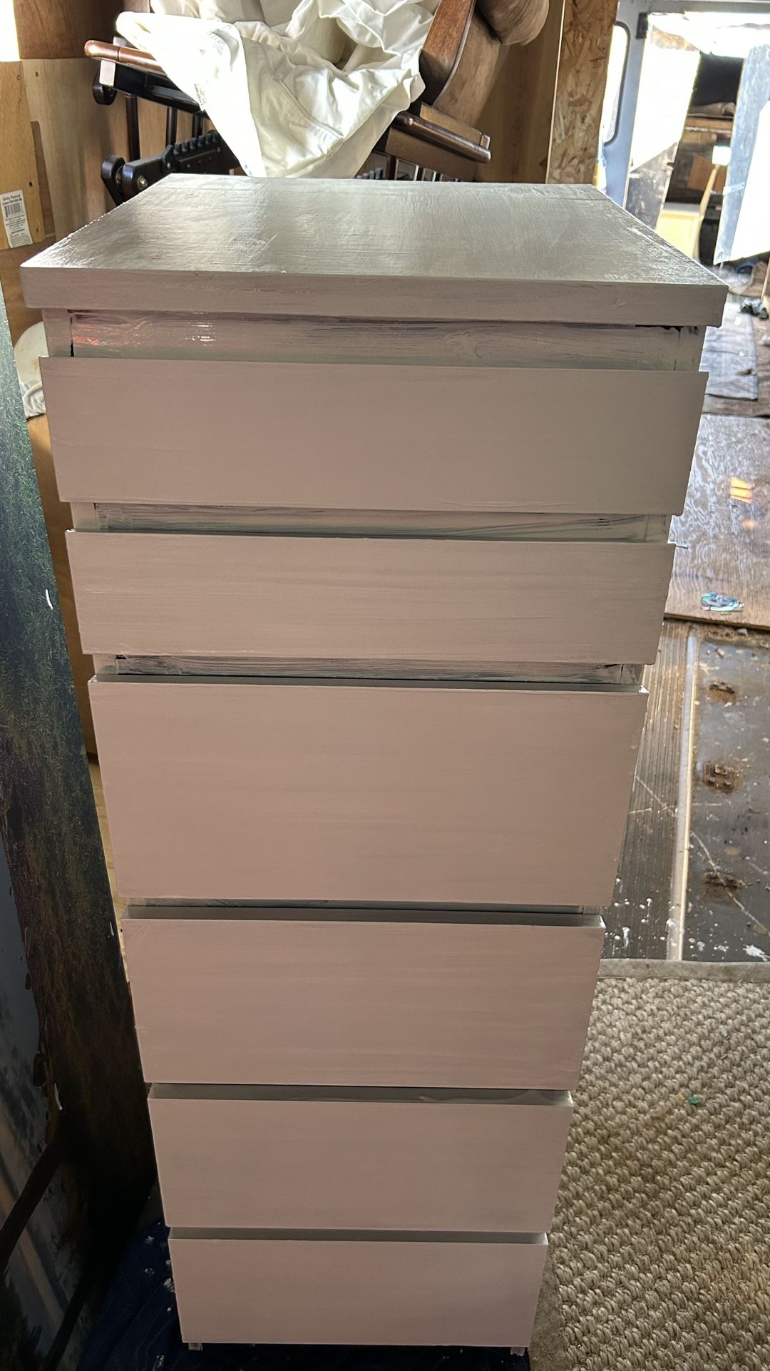 IKEA tallboy drawers slim chest 6 drawers with pop up mirror L15”*H48”*D18”address in description) 👇delivery 🚚 available within 15 miles with extra